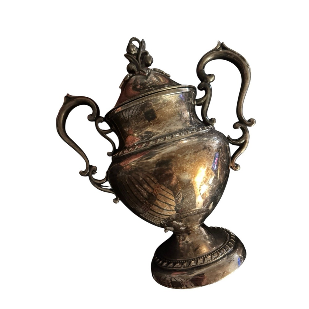 Vintage Silver‎ On Copper Pitcher & Sugar Bowl Set | Ornate Baroque Hollowware